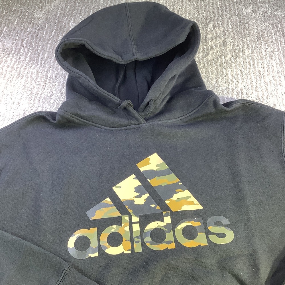 Adidas Mens Black Camo Logo Hoodie Pullover Sweatshirt Size M NWT